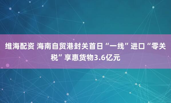 维海配资 海南自贸港封关首日“一线”进口“零关税”享惠货物3.6亿元
